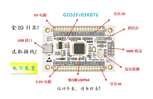 GD32F103RBT6核心板GD32F103RBT6最小系统板GD32F103RBT6开发板