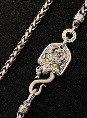 福美祥泰银民族风复古大鹏鸟编织麻花项链国潮男女做旧小众送男友