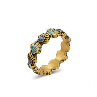 潮牌小众设计酷黑戒指女黑金亚特兰蒂斯戒指古金复古男女百搭