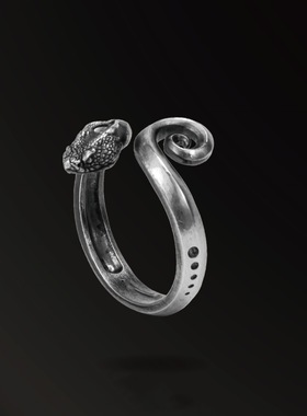 泰银复古衔尾蛇戒指尾戒对戒潮流设计原创元素小众个性礼物