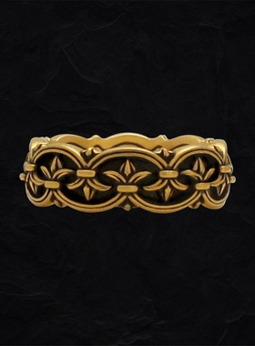 泰银潮牌黑金鸢尾花戒指指环复古做旧开口可调节男女百搭指环