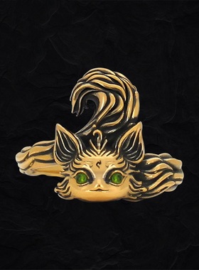 潮牌黑金戒指女款古金戒指九尾狐电黑做旧复古男潮开口指环