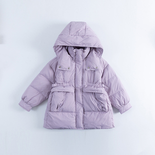 【专柜同款】Singira24冬女童口袋抽绳羽绒服甜美日常连帽防风