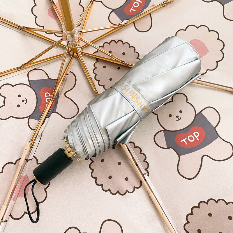 钛银胶遮阳太阳伞女五折小巧便捷折叠全自动防晒防紫外线晴雨两用