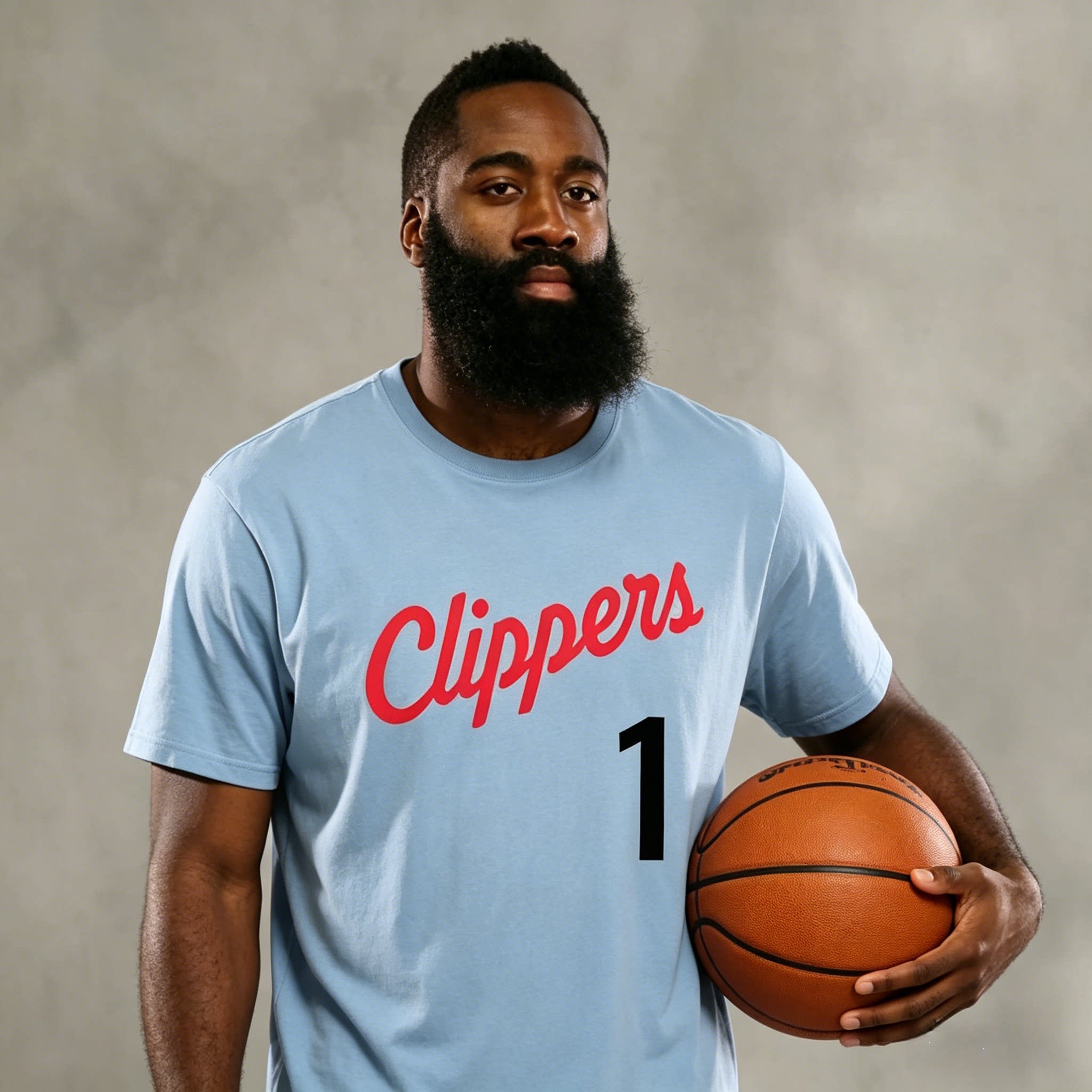 快船哈登T恤短袖训练篮球衣美式1号宽松纯棉速干吸汗夏季男运动