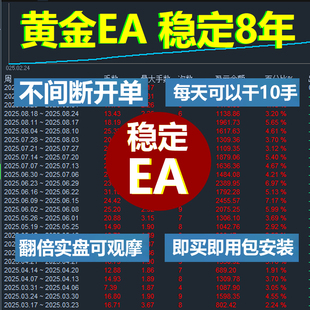 MT4黄金外汇ea顺势反马丁对冲策略趋势一次一单自动交易量化程序