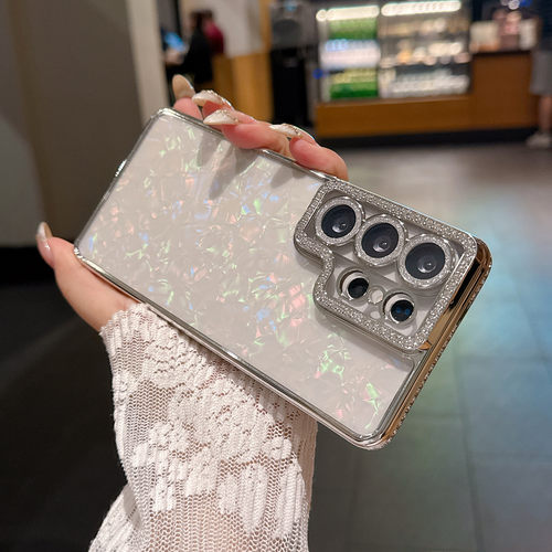 闪粉贝壳纹适用三星S26plus手机壳GalaxyS25Ultra新款s24+奢华水钻26镜头全包23U防摔保护套22超火高级感女款