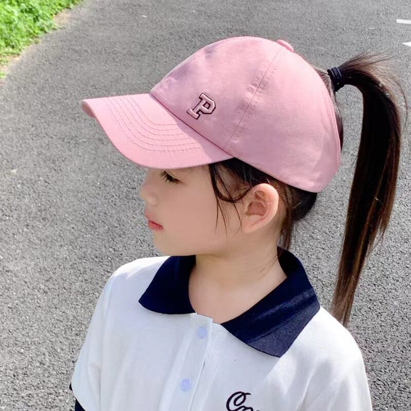 儿童棒球帽空顶鸭舌可扎马尾防紫外线遮阳女孩太阳帽透气