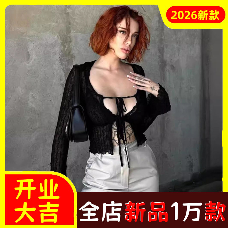 网纱蕾丝衫女显瘦镂空长袖防晒上