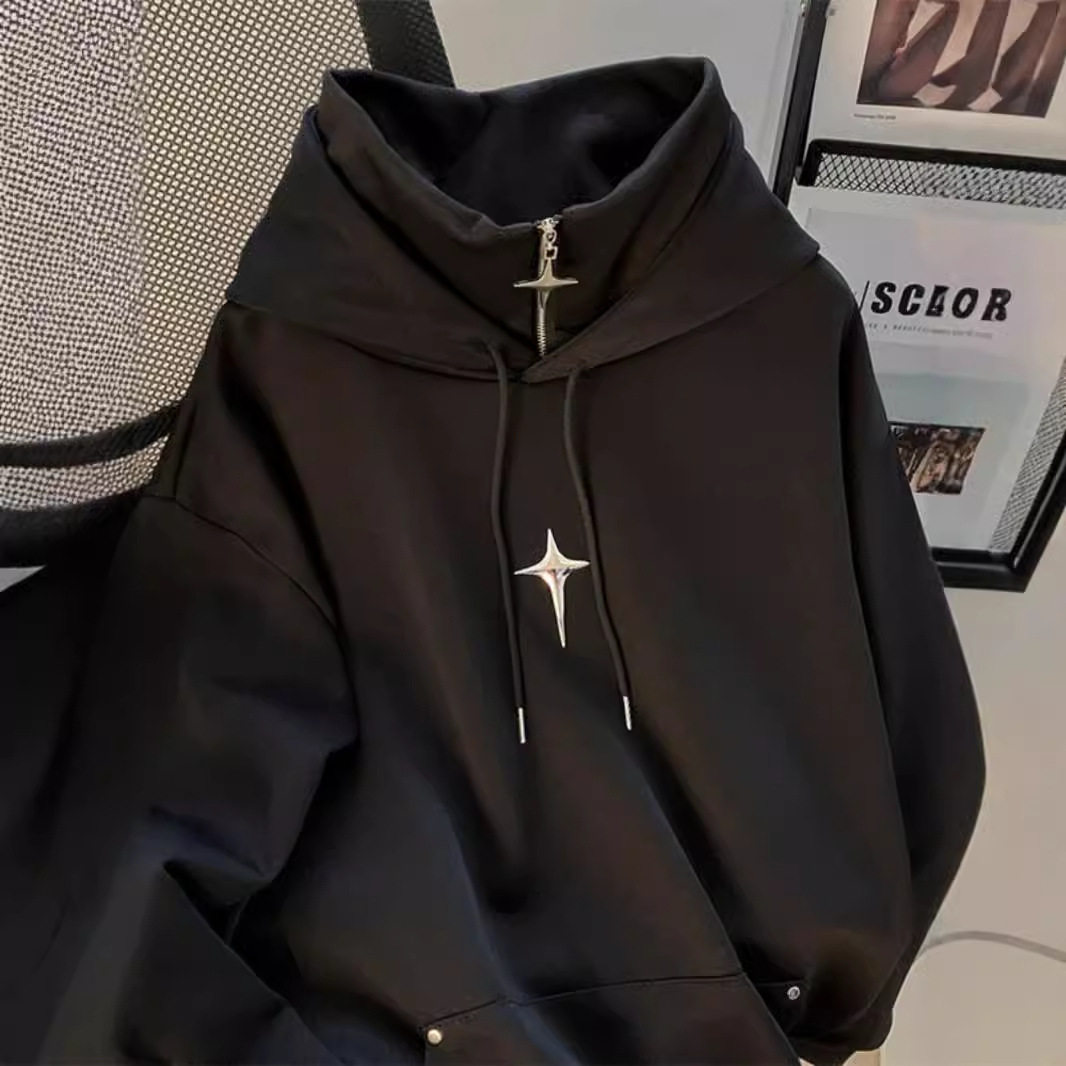 春秋套头高领卫衣男休闲潮牌运动