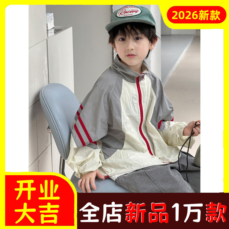 儿童外套2026夏季宽松长袖拼接休