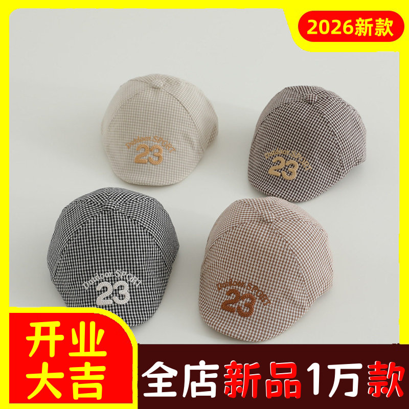 外贸宝宝复古格子前进帽春夏季新