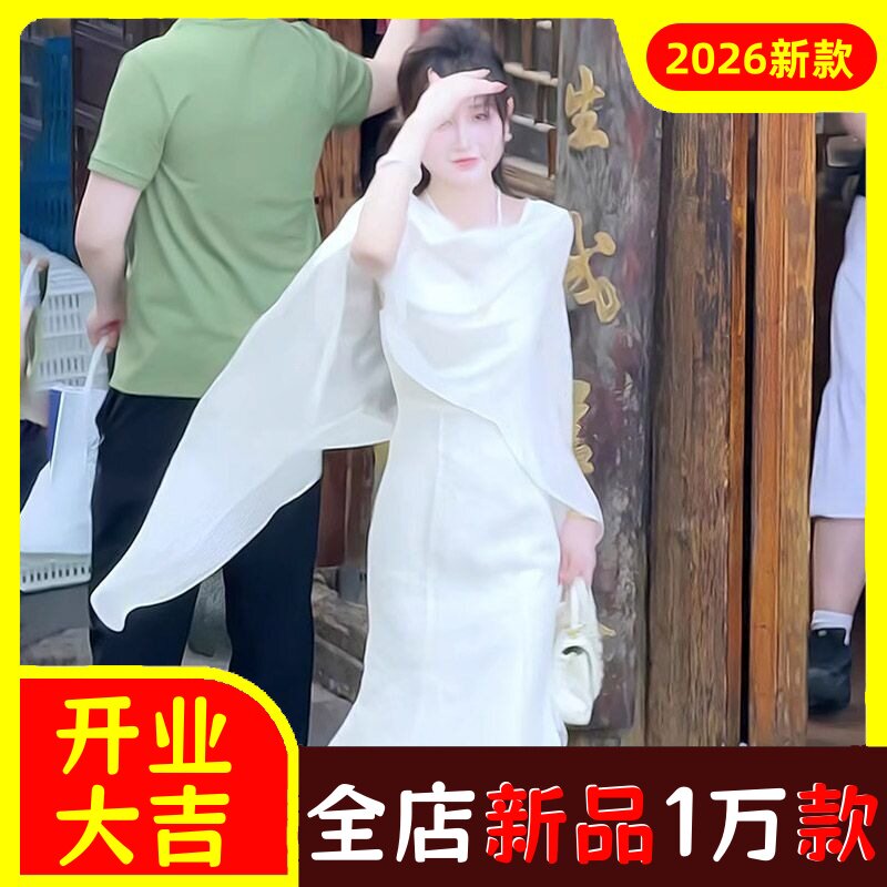 不规则轻薄衣女夏配旗袍裙子外搭小披肩薄纱透气开衫外套罩衫