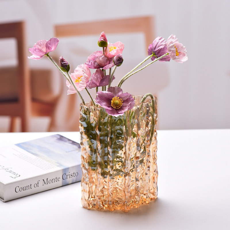 北欧ins风创意冰川玻璃花瓶百合水培鲜花插花瓶客厅餐桌装饰摆件