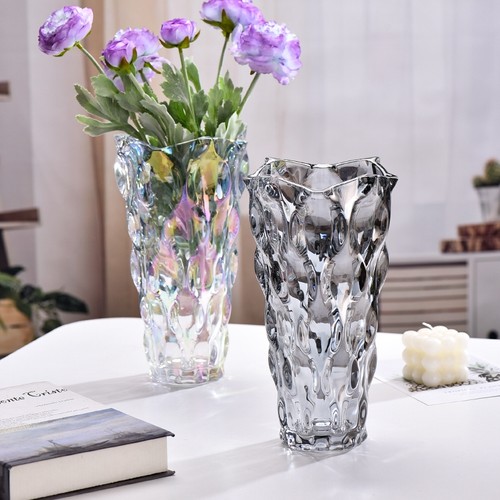 北欧轻奢高级感水晶玻璃花瓶大口径鲜花绿植家居酒店插花花器摆件