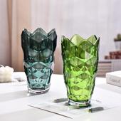 北欧轻奢高档水晶玻璃花瓶客厅酒店插花水养玫瑰百合装 饰餐桌摆件