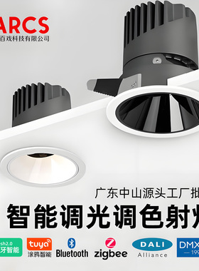 DMX512单灯单控涂鸦Zigbee嵌入式射灯0-10V调光DALI智能无主灯