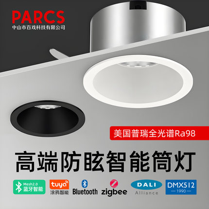 别墅高端奢华嵌入式筒灯防眩护眼无频闪涂鸦zigbee智能调光调色