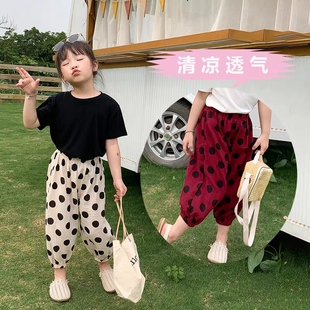 外穿九分褲 兒童防蚊褲 子 洋氣男女童休閑褲 棉紗寬松燈籠褲 夏季 薄款