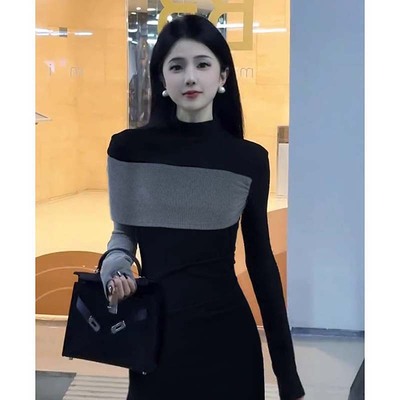 韩系高级感巨好看的收腰长裙温柔风时尚气质连衣裙D4301