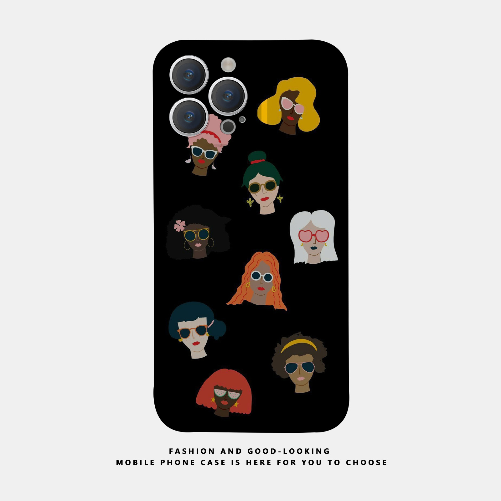 适用华为oppo苹果iqoo荣耀iphone17 15promax 14新款S17 mate50 80情侣reno8 9手机壳iqoo10 12黑底墨镜美女