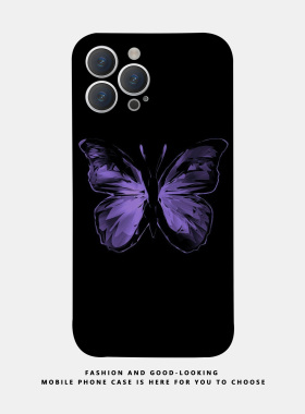适用华为oppo苹果iqoo荣耀iphone17 16promax/15pro/14/13/12/mate70 60新款情侣手机壳plus暗黑油画紫色蝴蝶