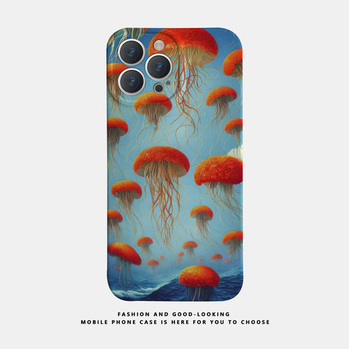 适用苹果华为蓝天海中水母iphone17 15手机壳1312promax荣耀60/70/80P50X90proOPPOreno9/iqoo12新款7/8plus