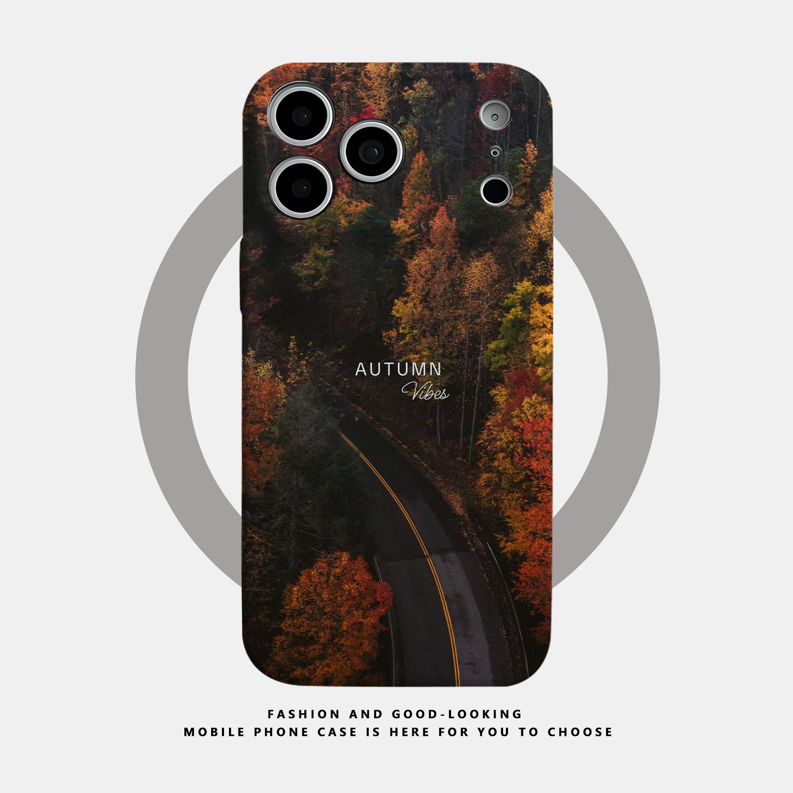 机绘主义适用于苹果iPhone17ProMax手机壳16 15 14Plus 13 12 11Pro新款磁吸硬壳全包防摔保护套森林枫叶公路