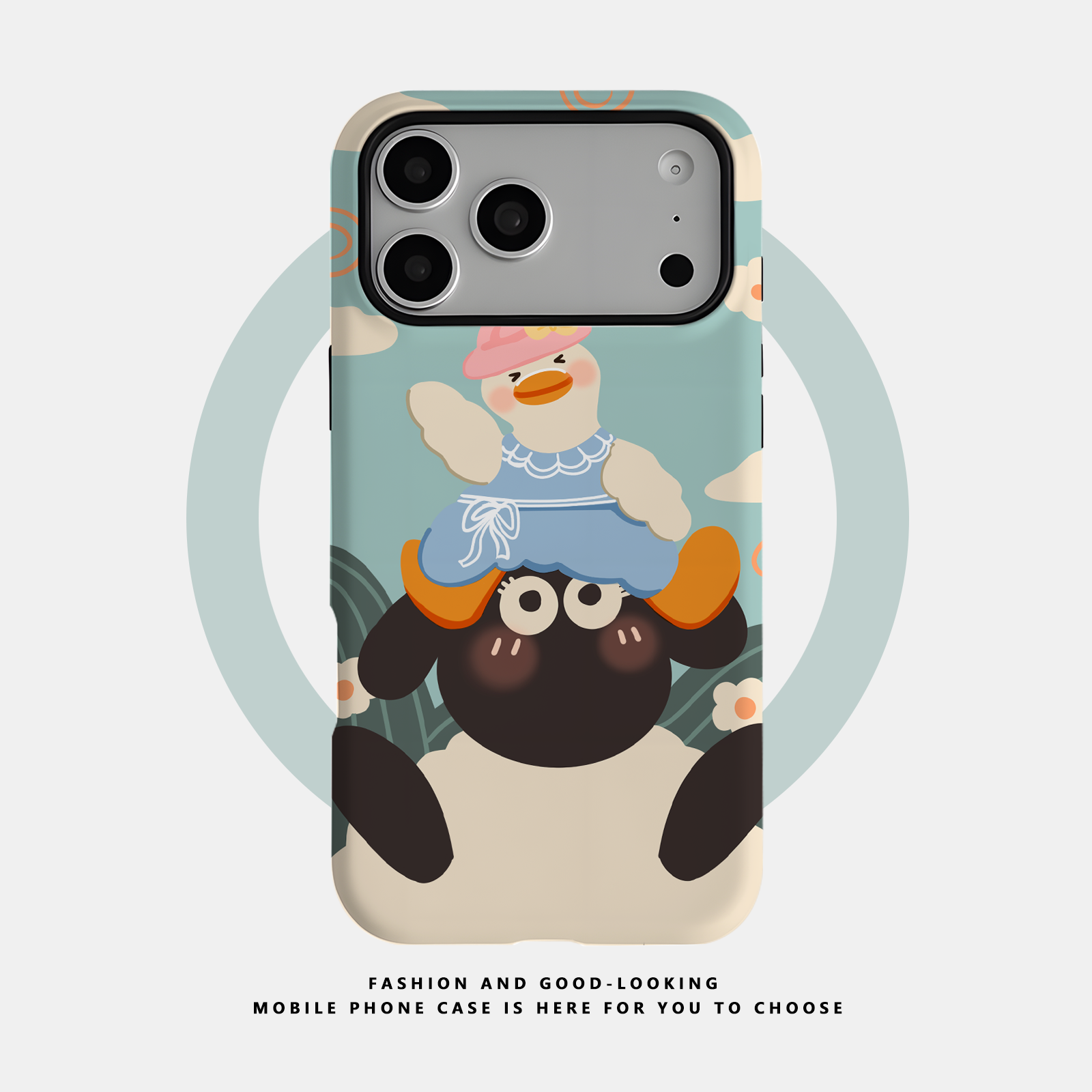 机绘主义适用于苹果iPhone17ProMax手机壳16 15 14Plus13 12 11ProMax二合一磁吸防摔保护套卡通可爱小羊小鸭