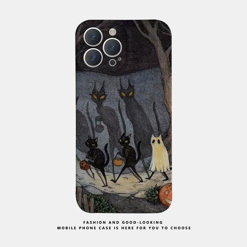 适用华为oppo苹果iqoo荣耀iphone17 15promax/16pro/14/13/12/mate70 60/p50新款情侣手机壳plus搞怪怪兽猫咪