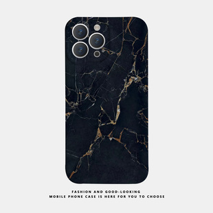 适用华为oppo苹果iqoo荣耀iphone17 16promax/15pro/14/13/12/mate70 60新款情侣手机壳plus视觉黑色大理石纹