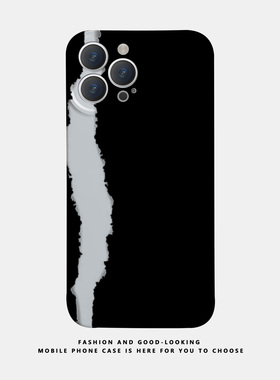 适用苹果华为iPhone17 15promax13reno9mate40p50新款x90pro/nova10荣耀80情侣手机壳iqoo10/12黑底白色泼墨