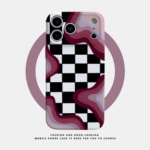 适用于苹果iPhone17ProMax手机壳16 15 14 Plus 13 12 11新款磁吸菲林硬壳全包潮防摔保护套酒红渐变波浪
