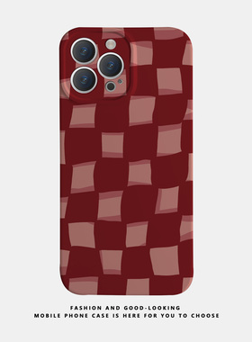 适用苹果华为小众红色棋盘格iphone17 15plus13pro新款mate50荣耀80/70X90/s17情侣OPPOreno8/9手机壳iQOO12