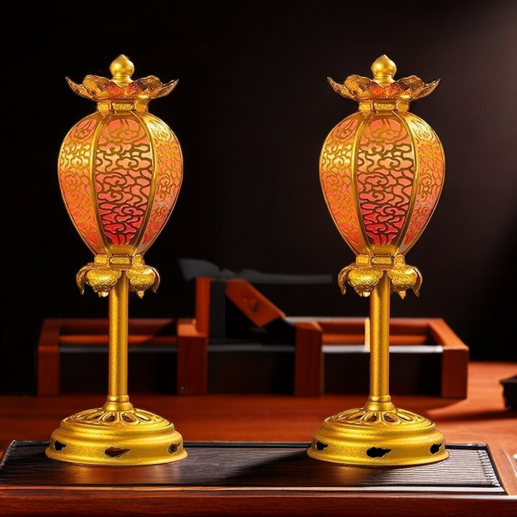 莲花宫灯灯笼莲花灯鎏金供佛灯立式灯笼唐密佛堂供具观音菩萨