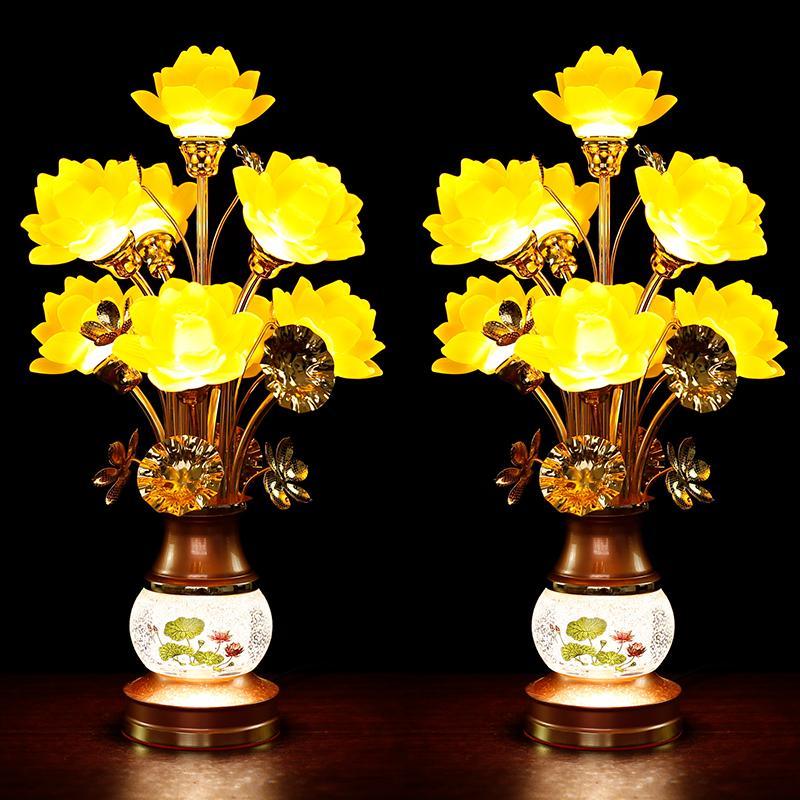 佛堂灯莲花灯菩萨佛前供灯七彩插电长明灯led灯寺庙家用供佛灯
