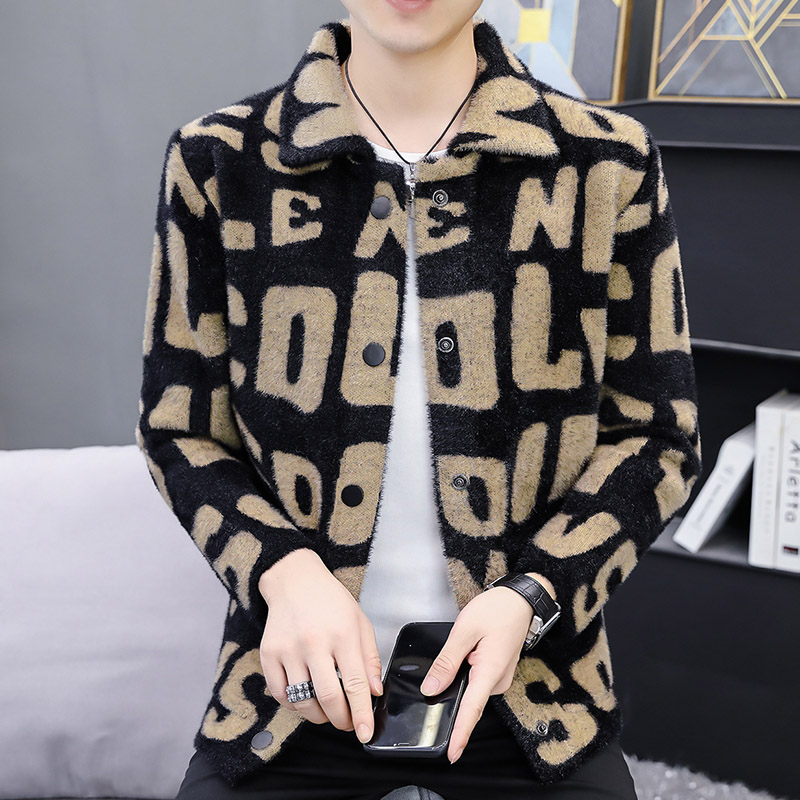 2021男士秋冬季新款水晶纱针织衫开衫毛呢外套潮流4002-M669,男装毛呢大衣,星座1018