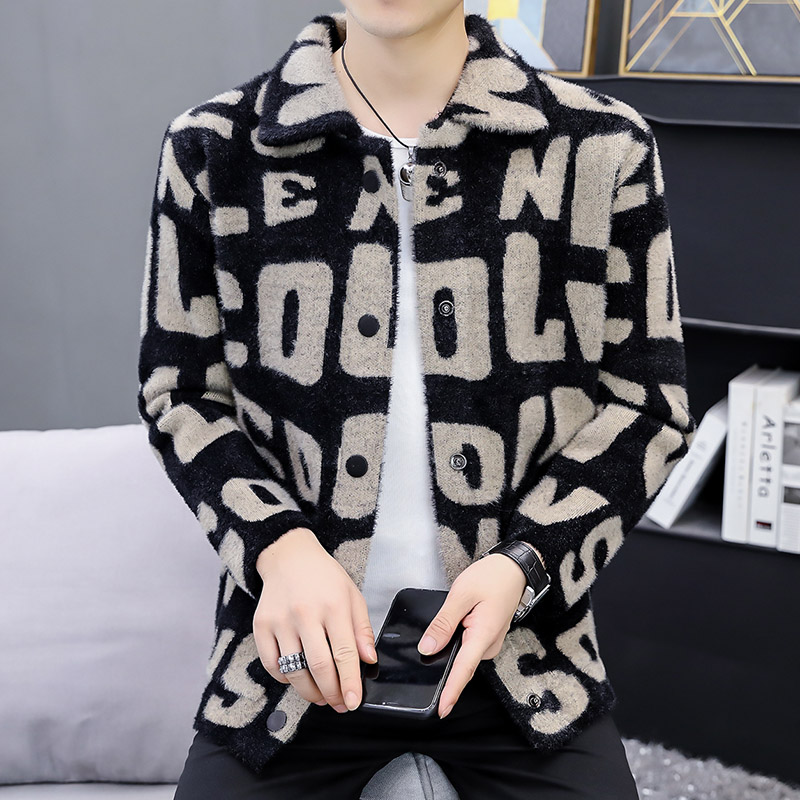 2021男士秋冬季新款水晶纱针织衫开衫毛呢外套潮流4002-M669,男装毛呢大衣,星座1018
