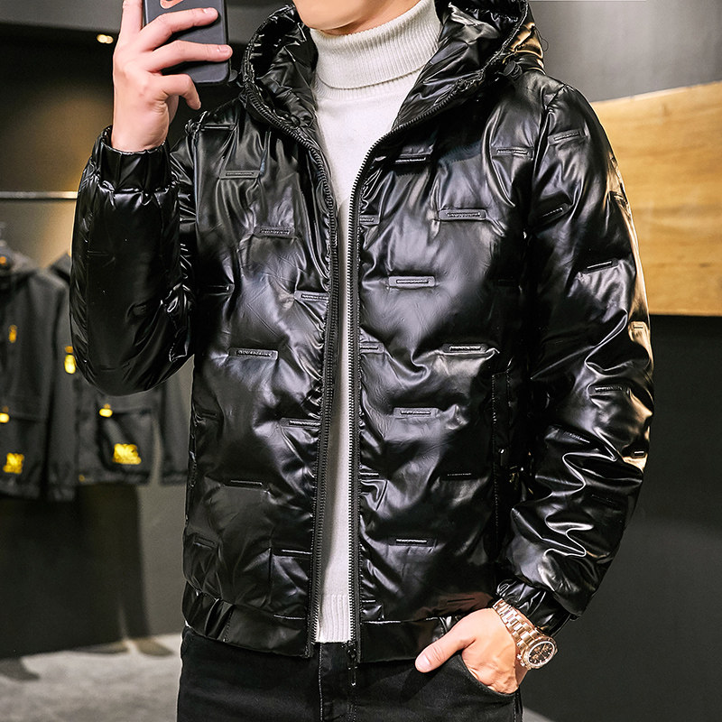 2020主推网红同款连帽亮面羽绒服男潮压花冬季外套4002-Y96图片
