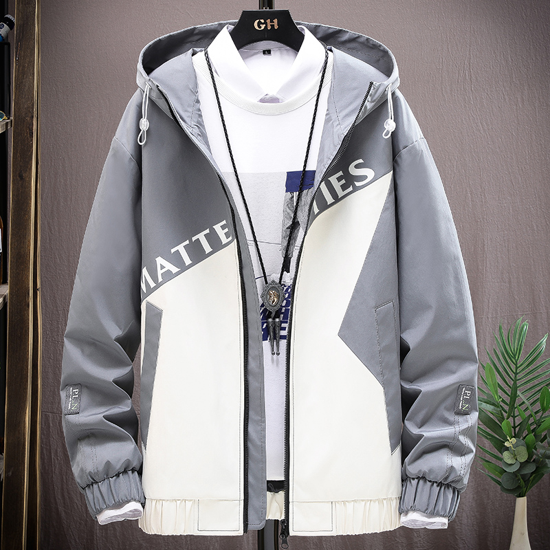 2021 new men's trend versatile spring Hooded Jacket youth student top