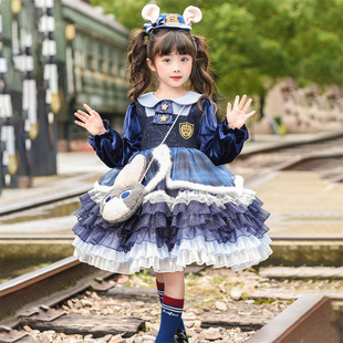 朱迪兔子警官cos服装女童洛丽塔公主裙迪士尼游园加绒礼服连衣裙