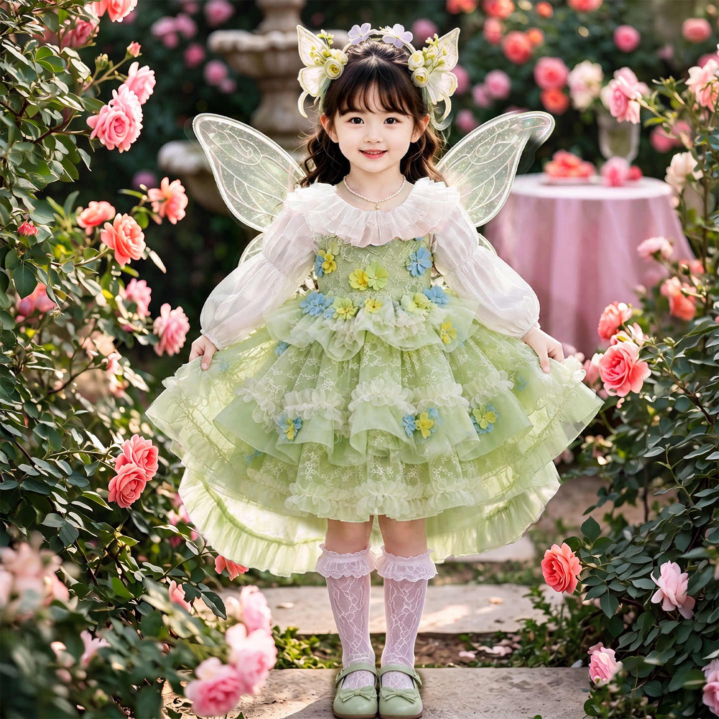 儿童森系公主蓬蓬纱生日礼服图片