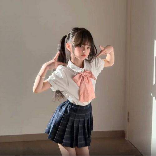 女童夏季JK制服蝴蝶结百褶套装