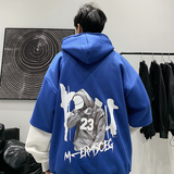 B266-WY-222-P5022春大皂原创宽松休闲oversize连帽假两件卫衣，男装卫衣，星座B257-1