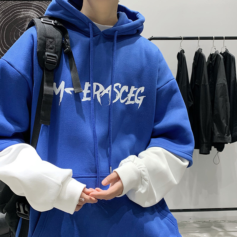 B266-WY-222-P5022春大皂原创宽松休闲oversize连帽假两件卫衣,男装卫衣,星座B257-1