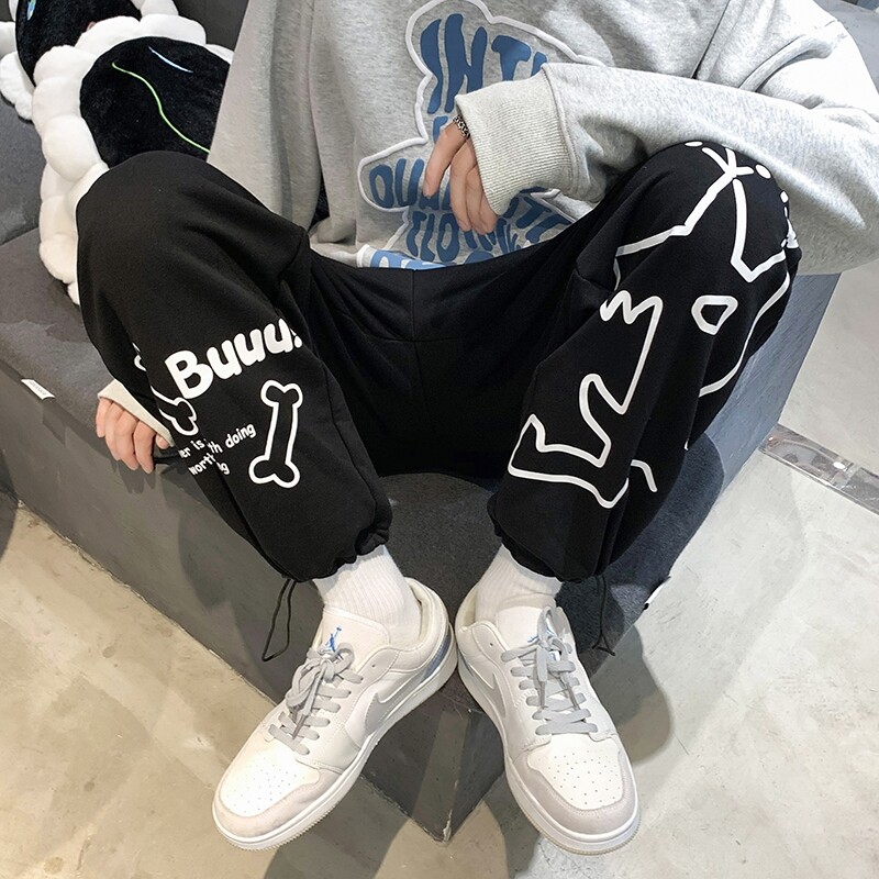 402-5-AK-007-P5021秋原创印花休闲流行宽松少年港风长裤,男装休闲裤,星座B257-1