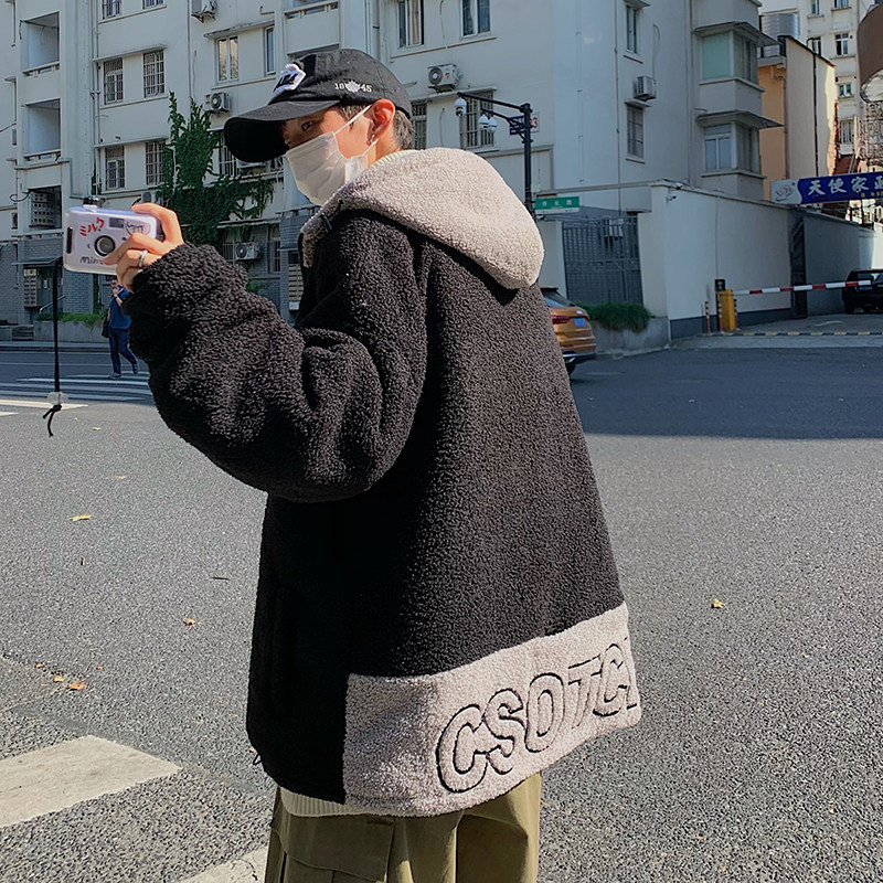 B266-WY-701-P125原创羊羔毛加厚宽松棉衣棉袄可拆卸小熊装饰,男装棉衣,星座B257-1