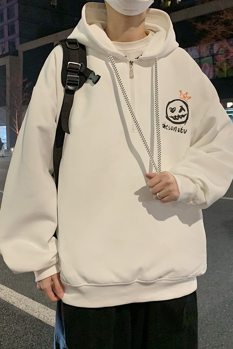 B266-WY-218-P5022春原创设计宽松港风休闲拉链连帽卫衣,男装卫衣,星座B257-1