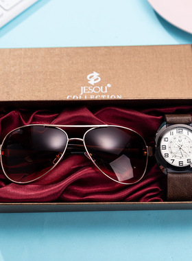 Boutique gift set Glasses   large dial quartz watch   Wallet