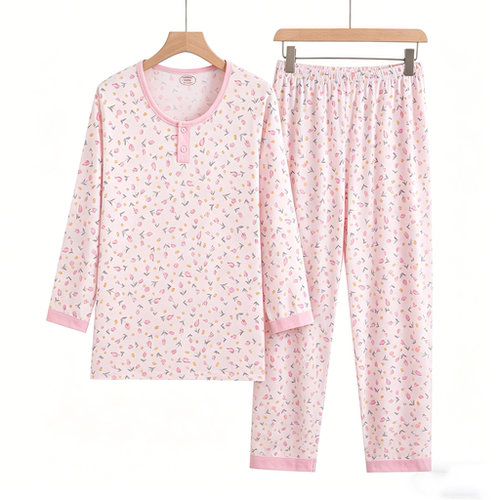 中老年人纯棉八分袖套头背心女春夏套头衫秋衣妈妈宽松薄款家居服